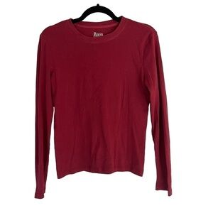 BASS Classic Long Sleeve T-shirt Size M Burgundy Maroon